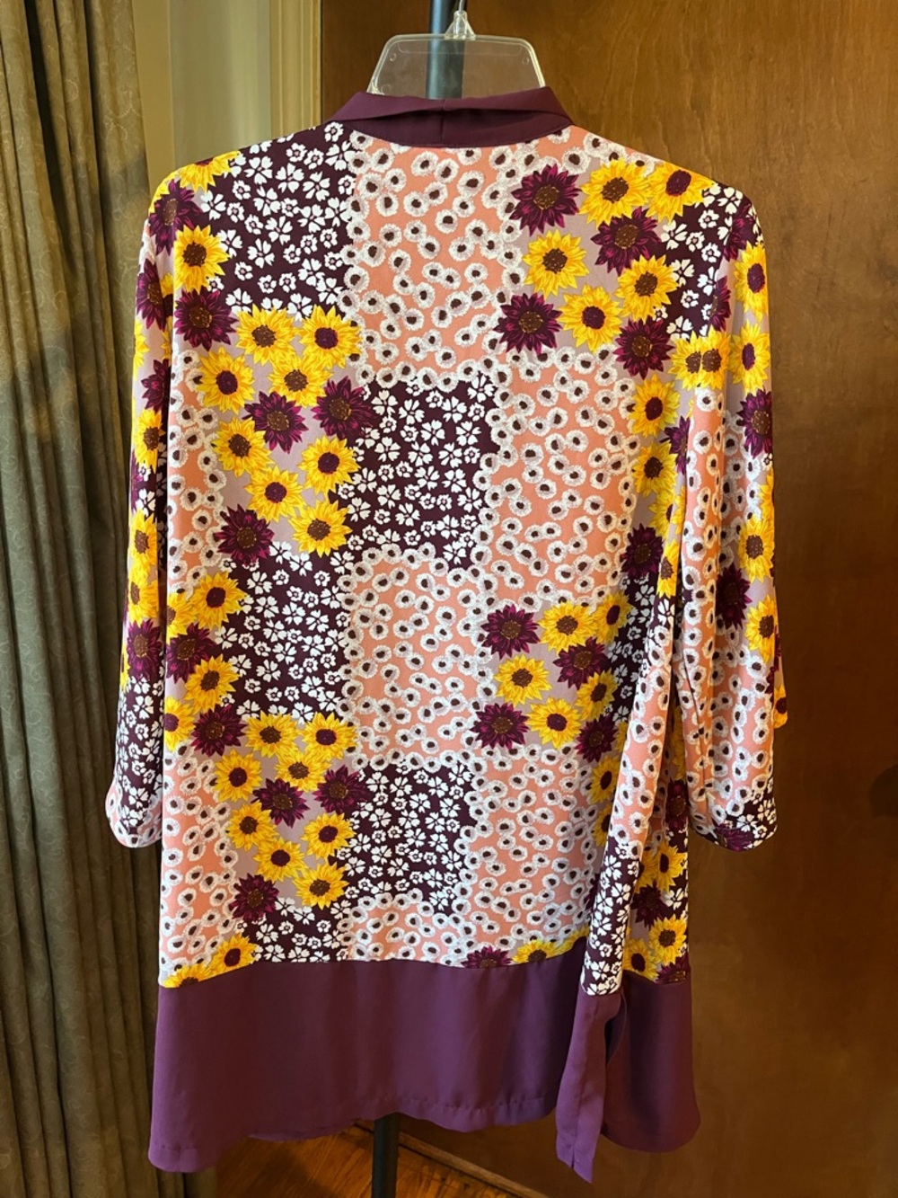 LuLaRoe Maroon & Peach Floral Duster - Picture 5 of 5